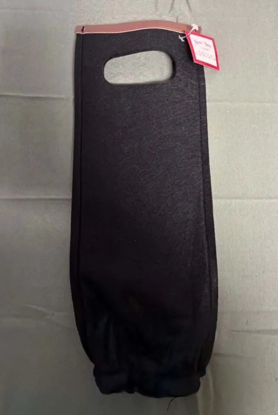 Neoprene Wine Bottle Gift Tote Bag with Leather-Like Trim, 6 in x 15 in